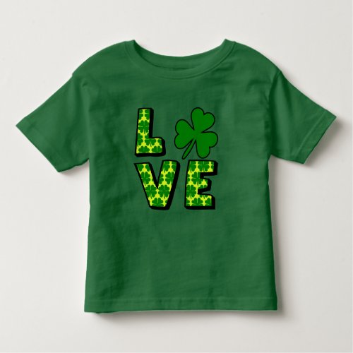 LOVE with Green Shamrocks and Yellow Toddler T_shirt