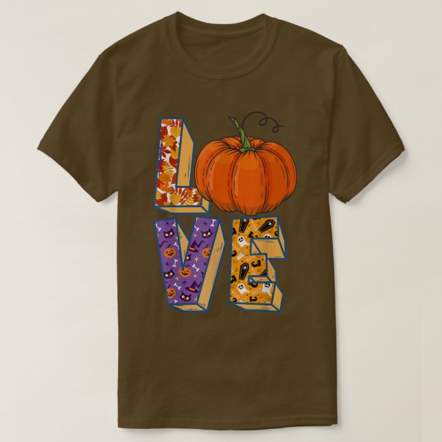 Love With Halloween, Spider, Skeleton, Witch Hat P T-Shirt (Design Front)