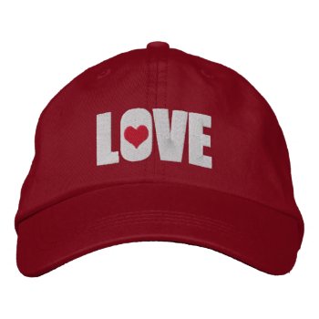 Love With Heart Detail Embroidered Baseball Cap by Ricaso_Graphics at Zazzle