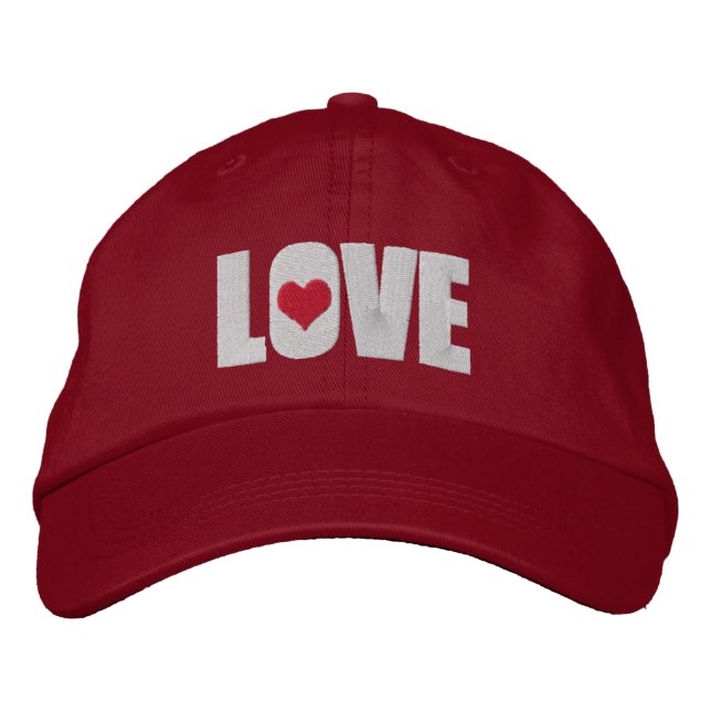 Love With Heart Detail Embroidered Baseball Cap (Front)
