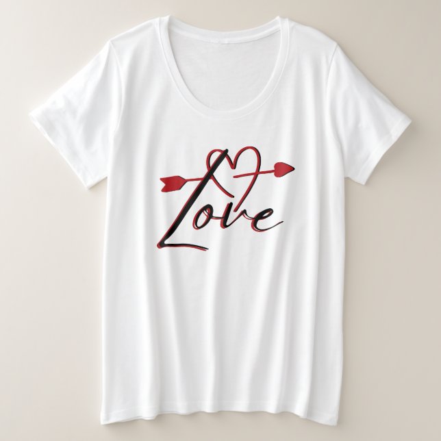 love with heart plus size T-Shirt (Design Front)