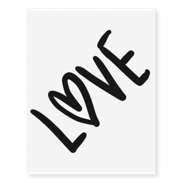 “LOVE” with Heart Shape Temporary Tattoos (Front)
