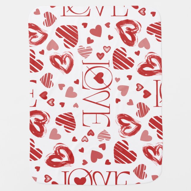 Love With Hearts  Baby Blanket (Front)