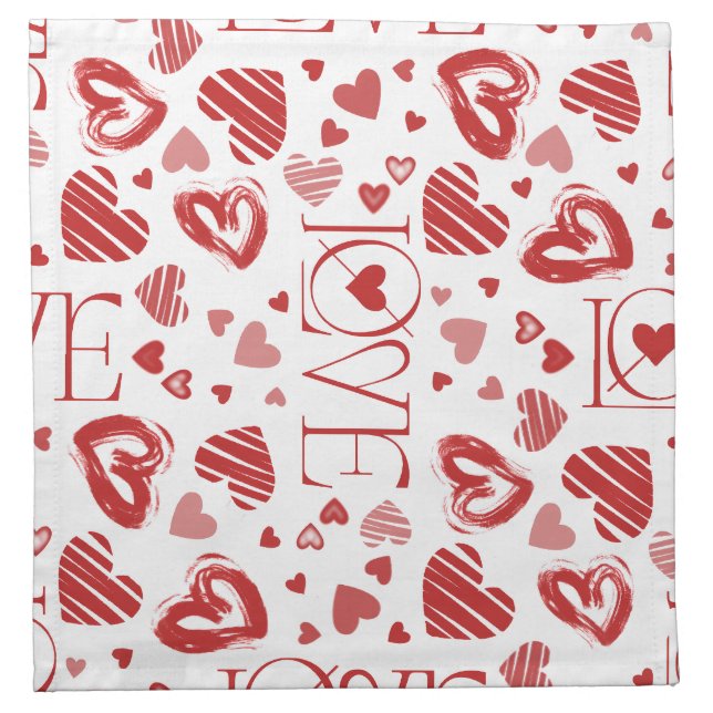 Love With Hearts  Cloth Napkin (Front)