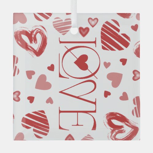 Love With Hearts  Glass Ornament