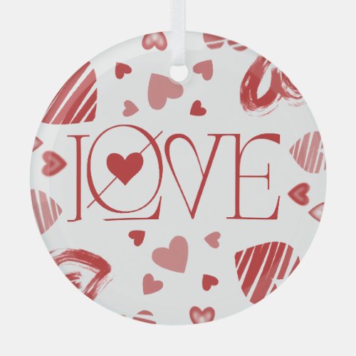 Love With Hearts  Glass Ornament
