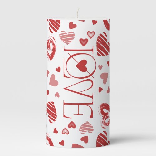 Love With Hearts  Pillar Candle