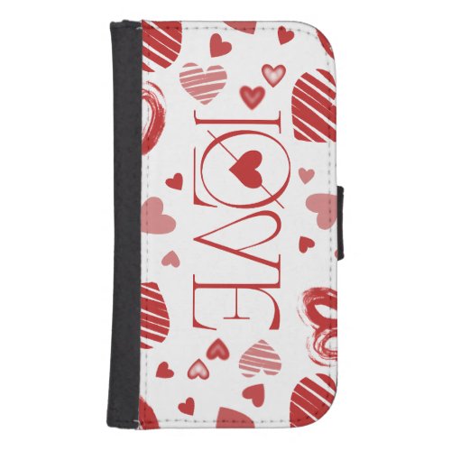 Love With Hearts  Galaxy S4 Wallet Case