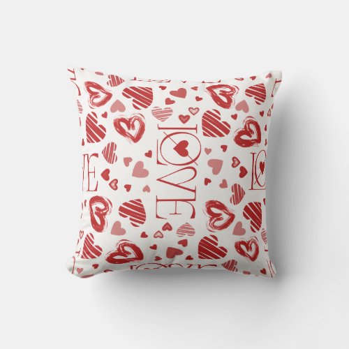 Love With Hearts  Throw Pillow