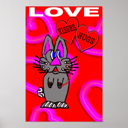 Love with Hugs and Kisses Balloons Poster
