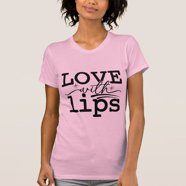 Love with Lips Kissmark Valentine Typography T-Shirt (Front)
