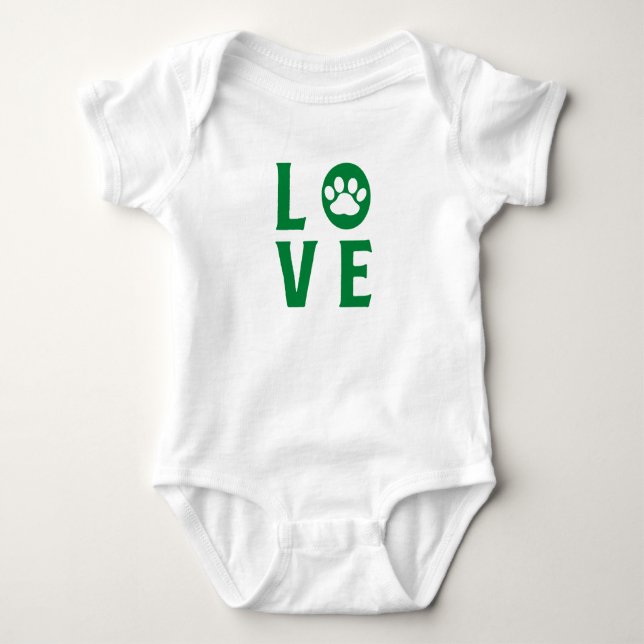 Love with Paw Print (Cats, Dogs, Pets)  Baby Bodysuit (Front)