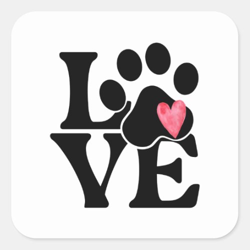 Love with Paw Print Sticker