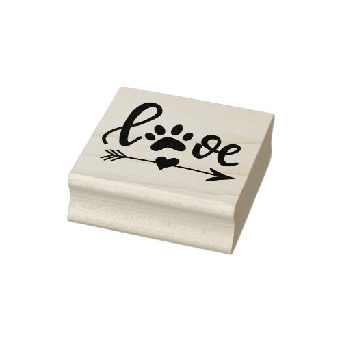Love with Pawprint Rubber Stamp