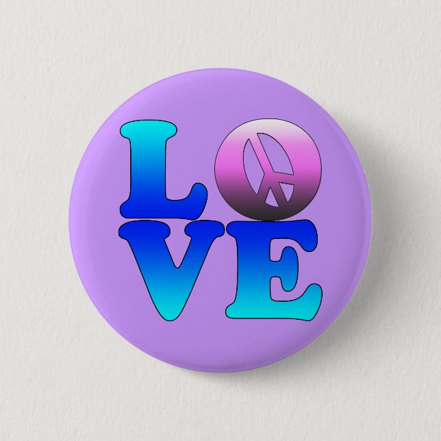 Love with Peace Sign Pinback Button (Front)