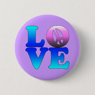 Love with Peace Sign Pinback Button