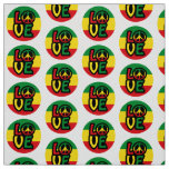 LOVE with peace symbol, reggae style Fabric