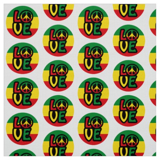 LOVE with peace symbol, reggae style Fabric