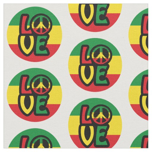 LOVE with peace symbol, reggae style Fabric