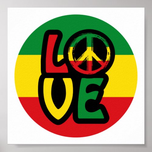 LOVE with peace symbol reggae style Poster