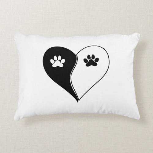 Love with pet footprint with paw and heart symbol  accent pillow