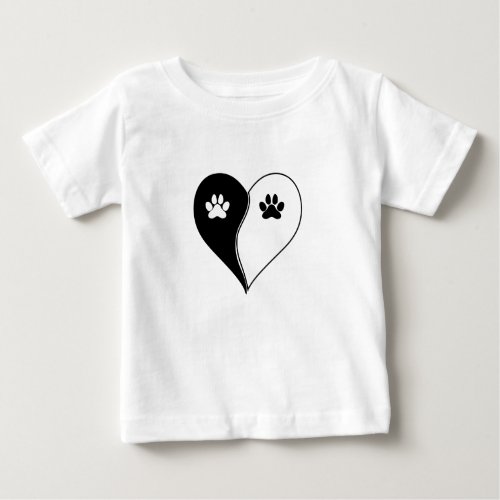 Love with pet footprint with paw and heart symbol  baby T_Shirt