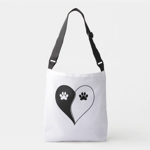 Love with pet footprint with paw and heart symbol  crossbody bag