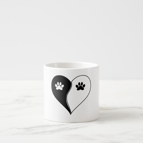 Love with pet footprint with paw and heart symbol  espresso cup