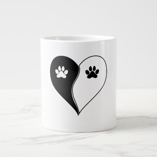 Love with pet footprint with paw and heart symbol  giant coffee mug