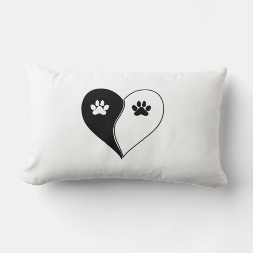 Love with pet footprint with paw and heart symbol  lumbar pillow