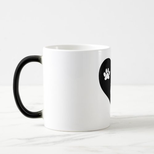 Love with pet footprint with paw and heart symbol  magic mug