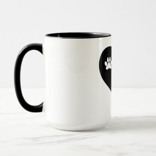 Love with pet footprint with paw and heart symbol  mug