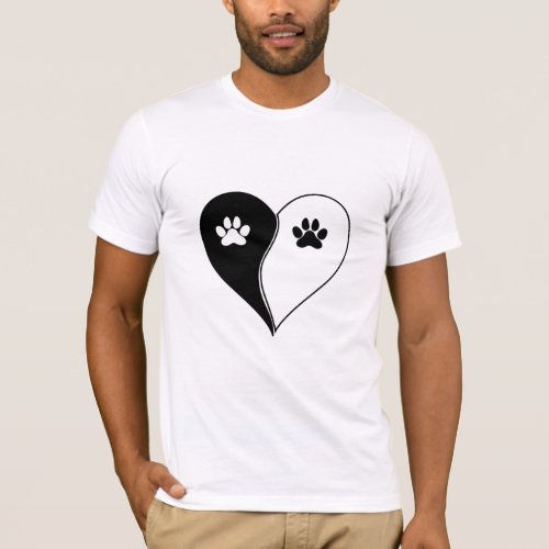 Love with pet footprint with paw and heart symbol  T_Shirt