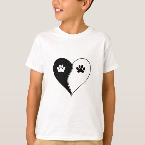 Love with pet footprint with paw and heart symbol  T_Shirt