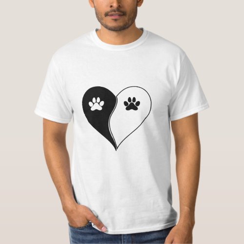 Love with pet footprint with paw and heart symbol  T_Shirt
