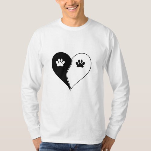 Love with pet footprint with paw and heart symbol  T_Shirt