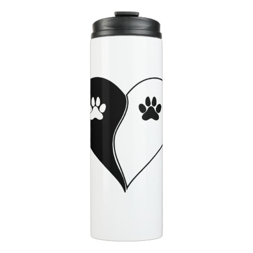 Love with pet footprint with paw and heart symbol  thermal tumbler