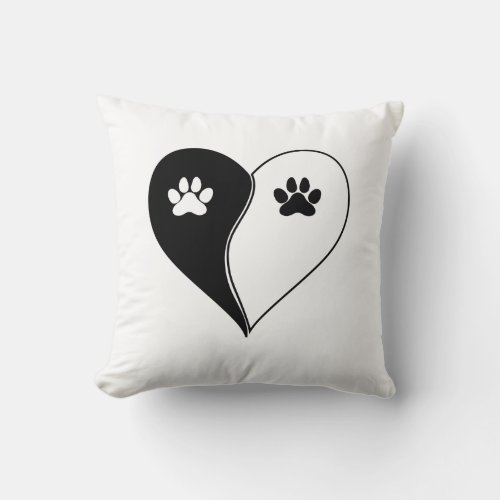 Love with pet footprint with paw and heart symbol  throw pillow