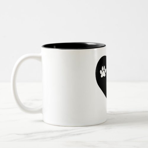 Love with pet footprint with paw and heart symbol  Two_Tone coffee mug
