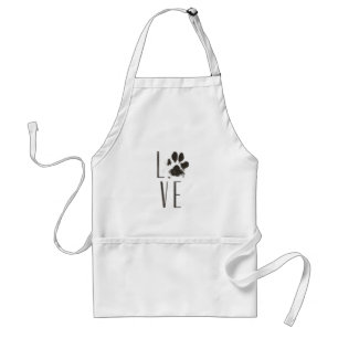 Love with Pet Paw Print Brown Grunge Typography Adult Apron