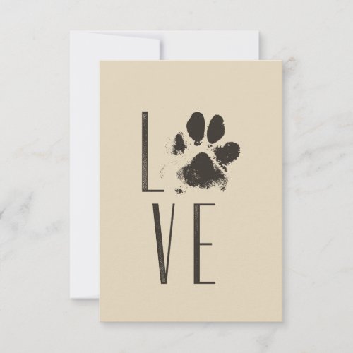 Love with Pet Paw Print Brown Grunge Typography Invitation