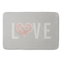 LOVE with Pink Heart | Bath Mat