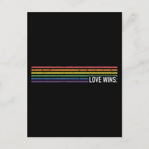 Love with rainbow flag wins gay lesbian support postcard