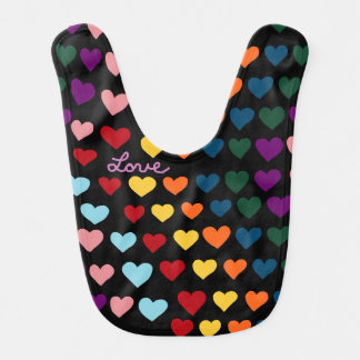 Love With Rainbow of Hearts Baby Bib
