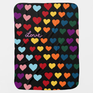 Love With Rainbow of Hearts Baby Blanket