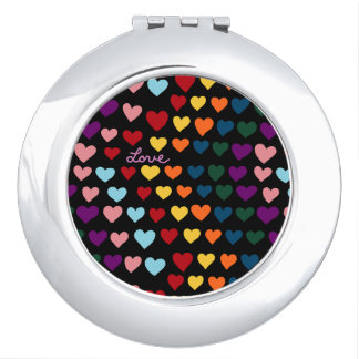 Love With Rainbow of Hearts Compact Mirror