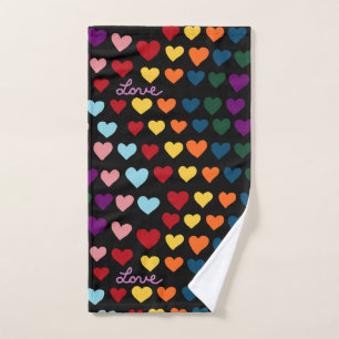 Love With Rainbow of Hearts Hand Towel