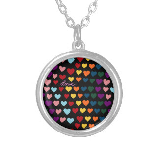 Love With Rainbow of Hearts Silver Plated Necklace