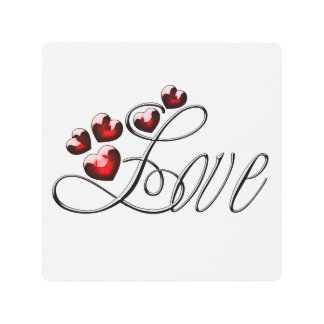 Love with Red Heart Gems Modern Metal Print