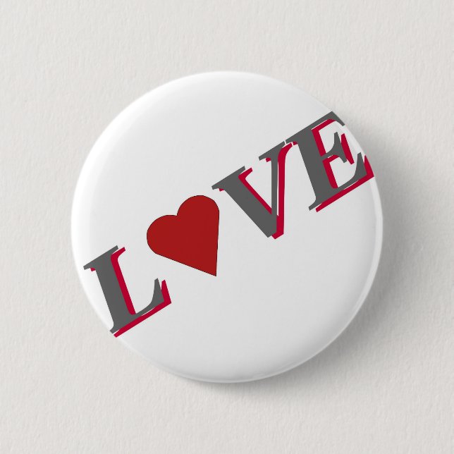 Love  with Red Heart Pinback Button (Front)
